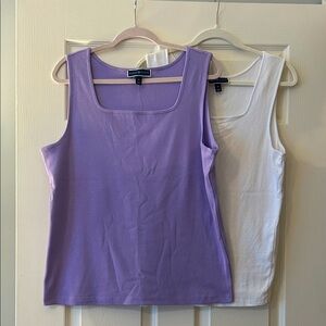 Bundle of 2 Karen Scott Lavender and White Tank Tops.